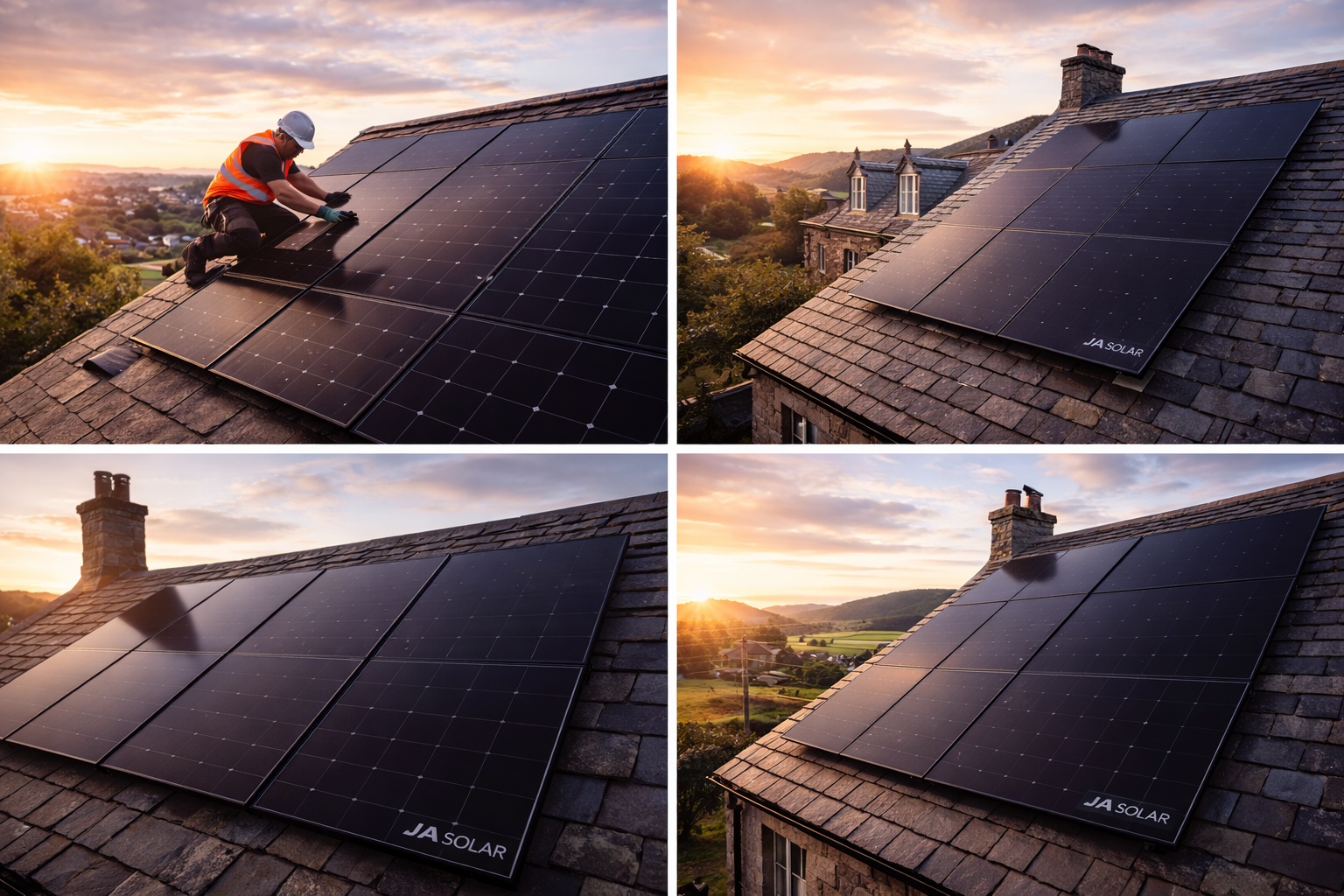 JA Solar all-black panels installed on a Scottish slate roof by certified MCS installer